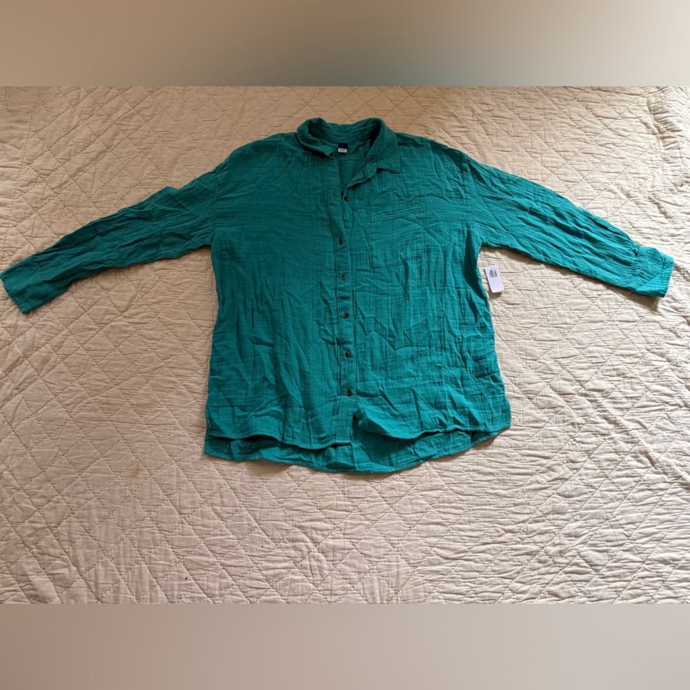 Old Navy Turquoise Button Down Shirt - 100% Cotton